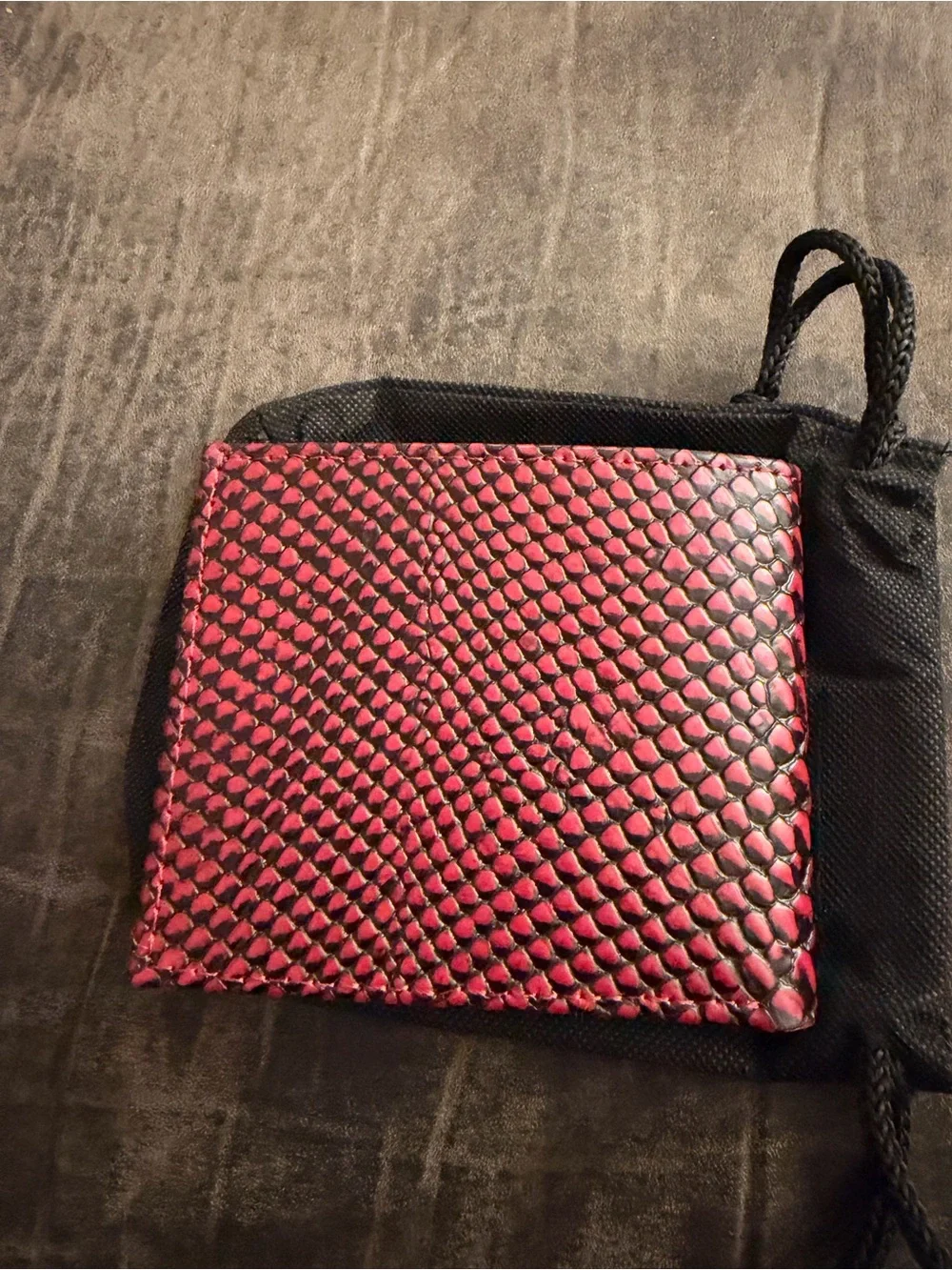 Men’s Red Snakeskin Leather Bi-Fold Wallet